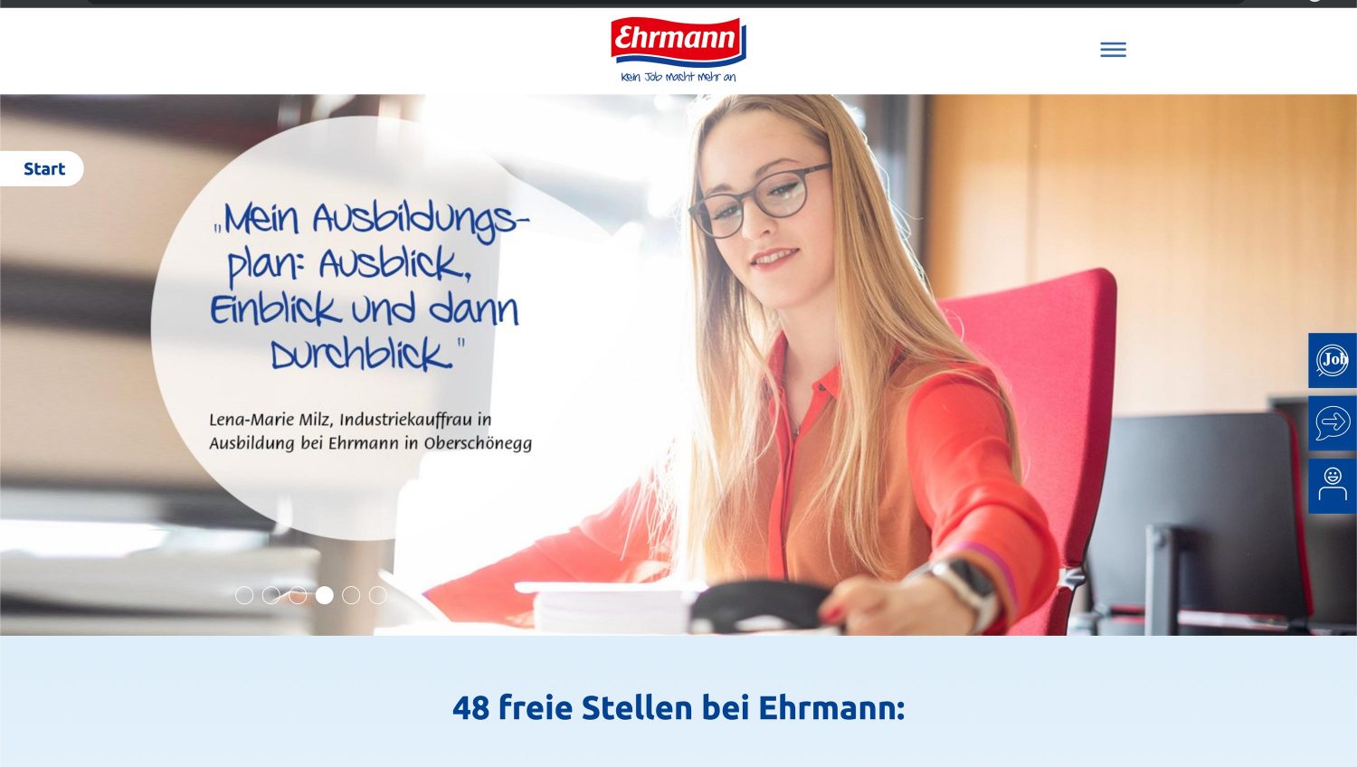 Anzeigen Motiv im Layout Businessfotografie einer jungen Frau im Büro mit Brille, die zum Telefonhörer greift